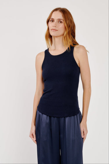 JAMEELA RACERBACK TANK in midnight navy