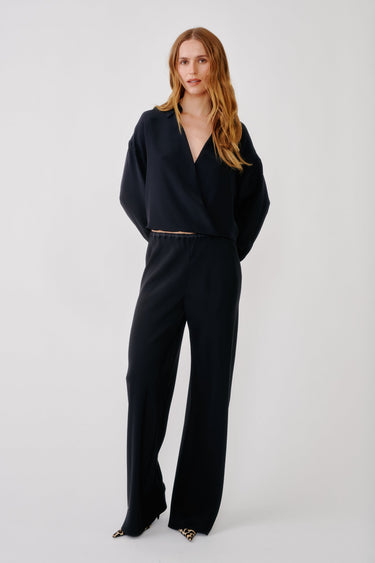 NAOMI BIAS CUT PULL ON PANT | Black