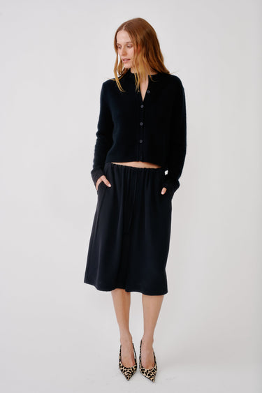 ISSA RELAXED DRAWSTRING SILK CULOTTE | BLACK