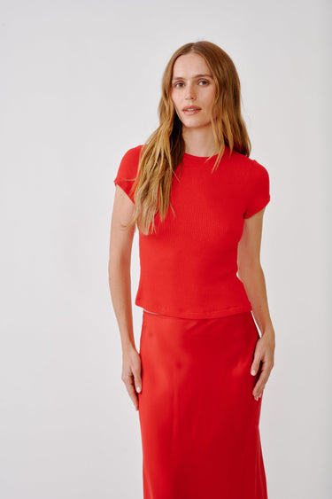 YAEL CROPPED BABY TEE | SCARLET
