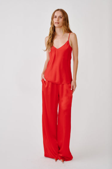 GLORIA V-NECK SILK CAMI | SCARLET