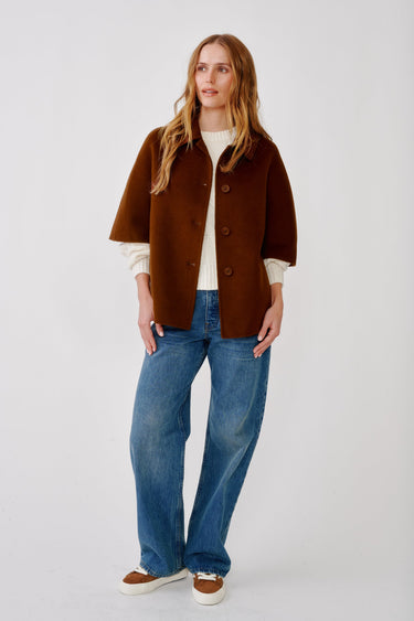 EMMANUELLE DOVAMAN CAR COAT in tobacco