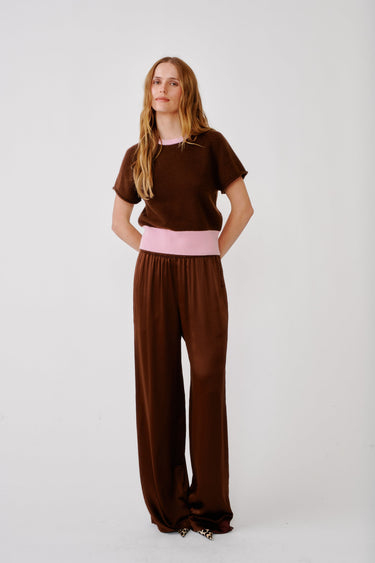 JONES COLORBLOCK SADDLE CASHMERE RAGLAN SS | CINNABAR/SOFT PINK