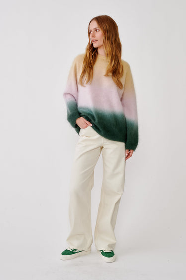 JUNE RELAXED RAGLAN OMBRE CREWNECK | HUNTER GREEN MULTI