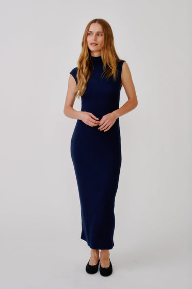 MONIQUE SLOUCHY MOCK NECK DRESS | MIDNIGHT NAVY