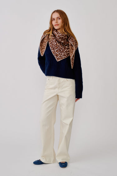 HARPER TRIANGLE LEOPARD SCARF | DUNE/CINNABAR