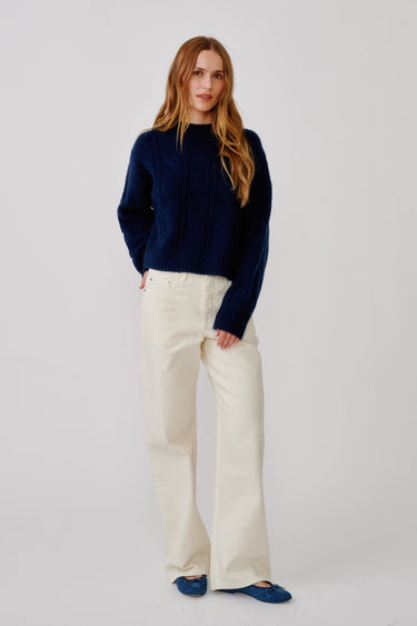 TRISTAN CASHMERE CREWNECK PULLOVER | MIDNIGHT NAVY
