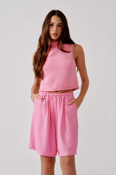 GIADA ROLL NECK TANK | DAHLIA PINK