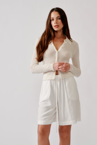 GEMMA SHORT CINCHED LONGER SHORT | WHITE