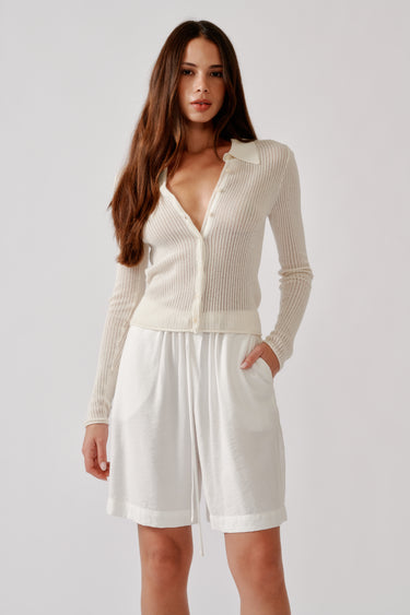 PYPER SLIM BUTTON UP W/ COLLAR | GARDENIA