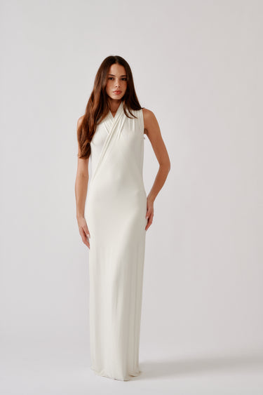 LUDA SLOUCHY WRAP DRESS | GARDENIA
