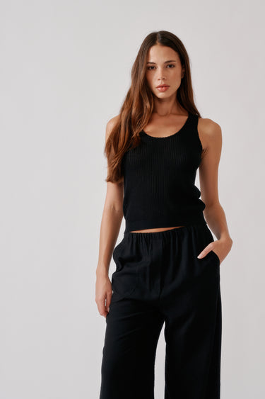JUNA SCOOP NECK TANK | BLACK