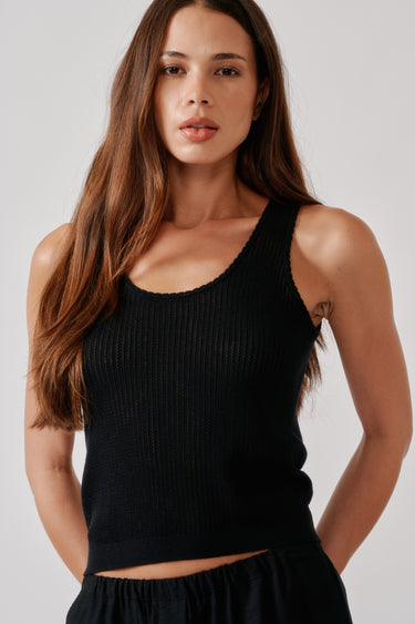JUNA SCOOP NECK TANK | BLACK
