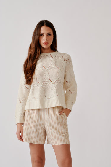 BRYNN SHORT HIGH RISE PULL ON SHORT | DUNE STRIPE
