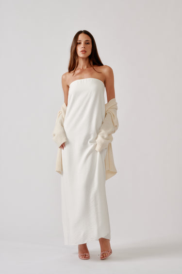 ARDEN STRAPLESS MAXI DRESS | WHITE
