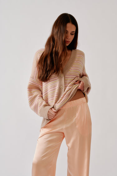 BRYNN HIGH RISE PULL ON WIDE LEG SILK PANT | SHERBET