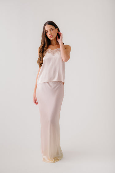 GRACE SCALLOP TRIM OMBRE BIAS CUT MAXI PULL ON SILK SKIRT | LUNAR