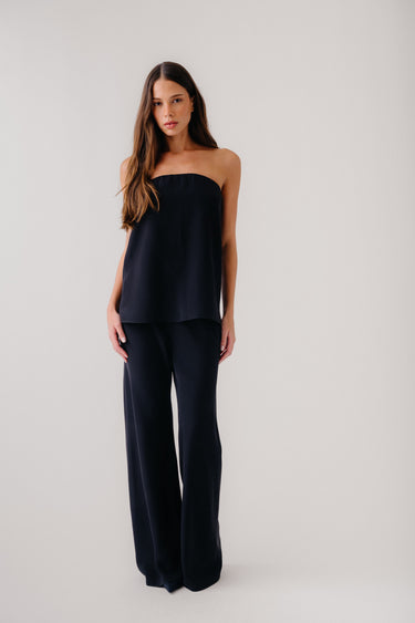 NAOMI SILK BIAS CUT PULL ON PANT | BLACK