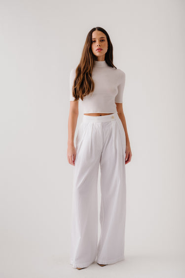 BROOKE HIGH RISE SEERSUCKER TROUSER | WHITE