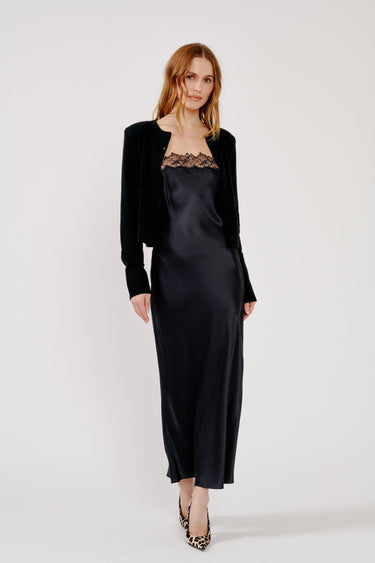 EMILIA SHOULDER PAD CARDIGAN in black
