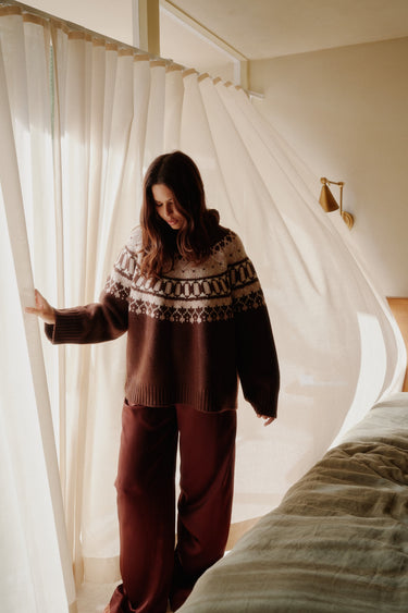 SCOTTIE SLOUCHY FAIR ISLE CASHMERE MOCK NECK | CINNABAR MULTI
