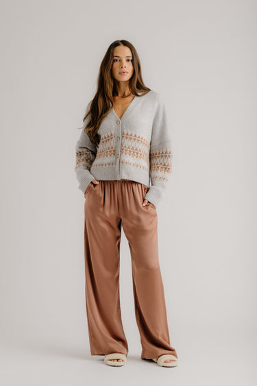 BRYNN HIGH RISE PULL ON WIDE LEG SILK PANT | PRAIRIE SAND