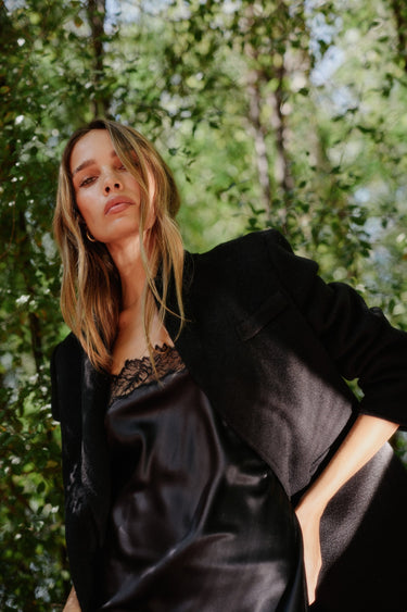 FRANCOISE CLASSIC ONE BUTTON BLAZER in black