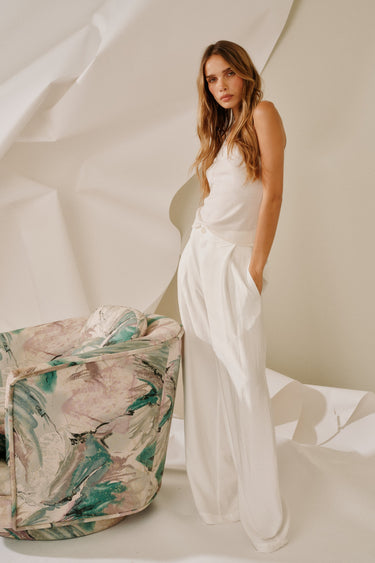 SEBASTIAN RELAXED PLEATED PANT | WHITE