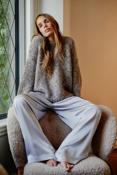 CYPRESS CREWNECK WITH RIB DETAIL in swiss brown multi