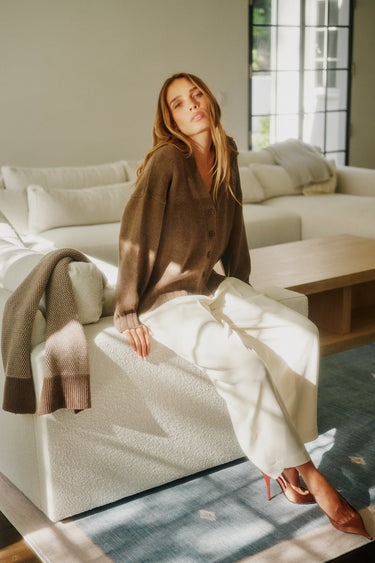 TISCH SLOUCHY CARDIGAN in swiss brown