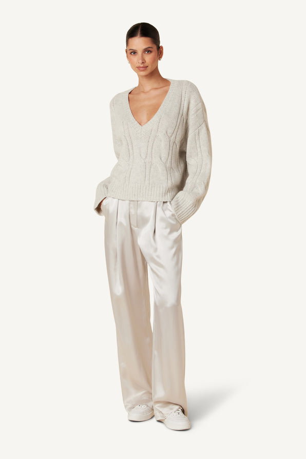 EMERSON PLEATED SILK PANT | BLIZZARD