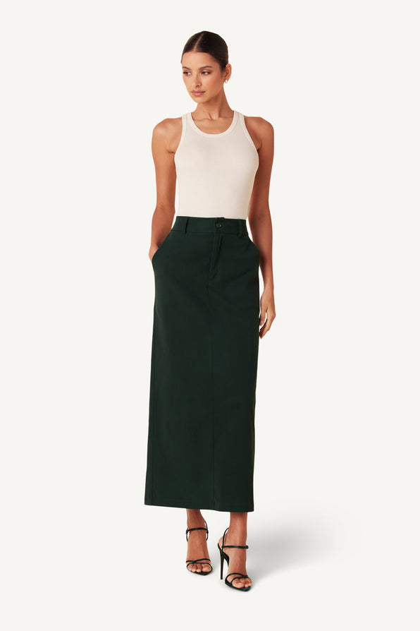 PATRICIA TWILL SKIRT | DEEP FOREST