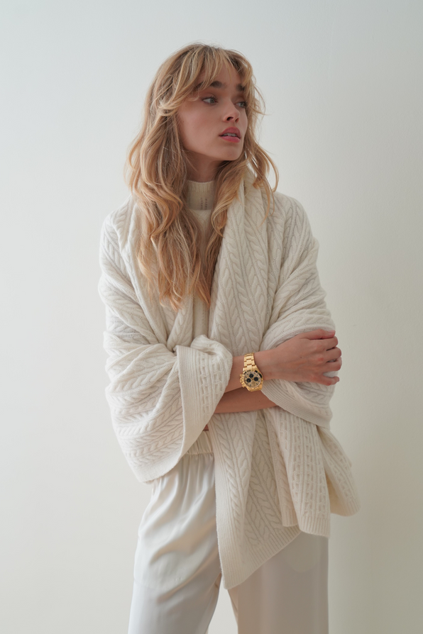 CORA CASHMERE THROW  | GARDENIA