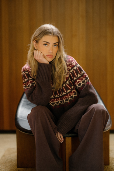 SCOTTIE SLOUCHY FAIR ISLE CASHMERE MOCK NECK | OAK TREE MULTI