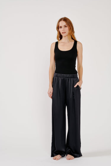 JAMEELA RACERBACK RIB TANK in black