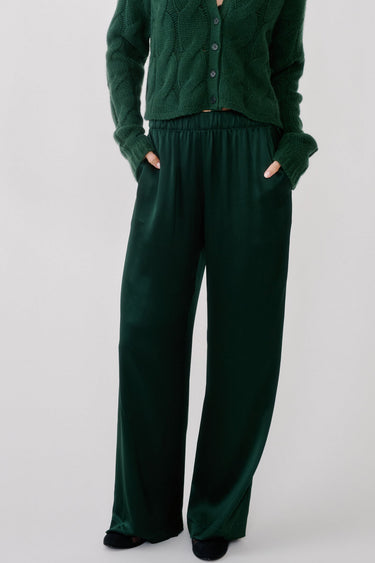 BRYNN HIGH RISE PULL ON WIDE LEG PANT | HUNTER GREEN