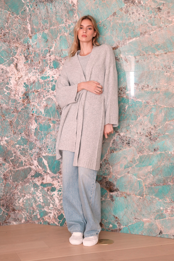 PERRY MID LENGTH OPEN CARDIGAN | FOGGY