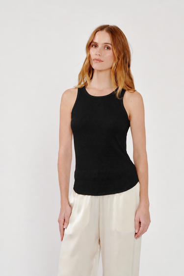 JAMEELA RACERBACK TANK in black