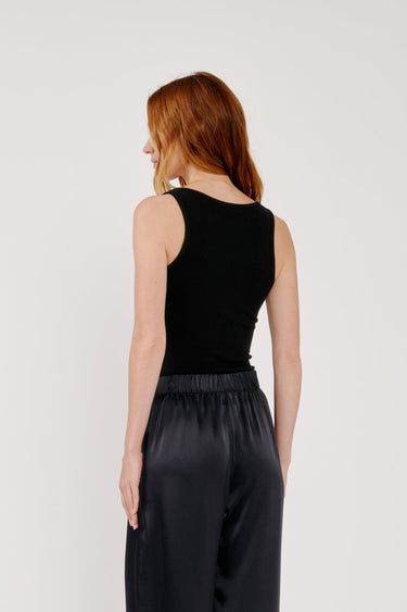 JAMEELA RACERBACK RIB TANK in black