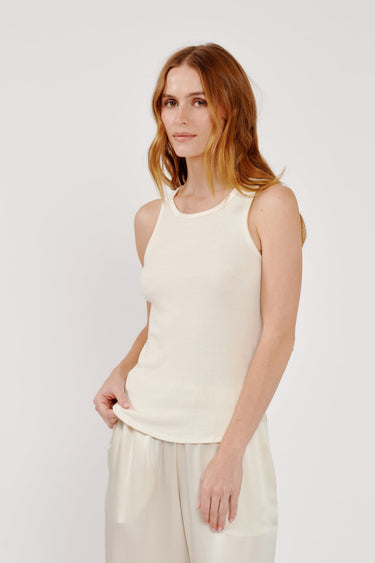 JAMEELA RACERBACK TANK in gardenia