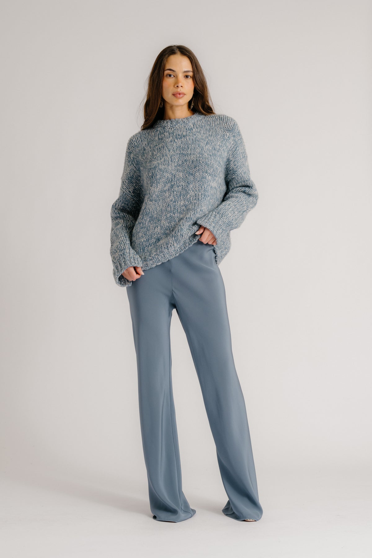 RIO FLARED BIAS CUT PANT | SMOKY BLUE – SABLYN