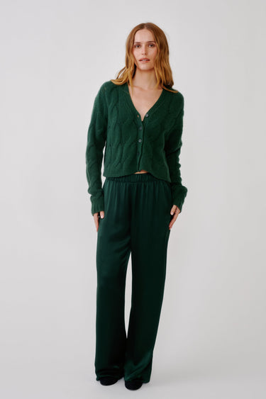 BRYNN HIGH RISE PULL ON WIDE LEG PANT | HUNTER GREEN