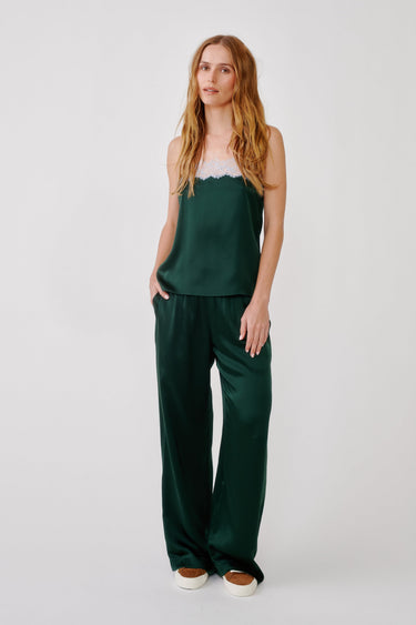 HAYA LACE TRIM SQUARE NECK CAMI | HUNTER GREEN MULTI