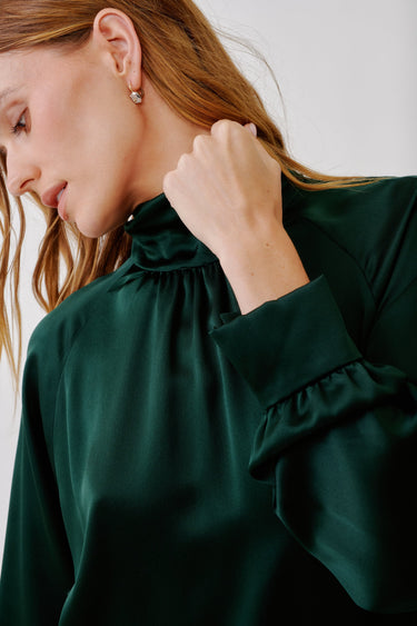 NADINE SILK BLOUSE | HUNTER GREEN