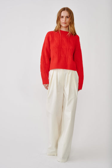 TRISTAN CASHMERE CREWNECK PULLOVER | SCARLET