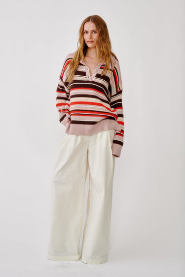BILLIE RELAXED COLLARED SWEATER | CINNABAR MULTI