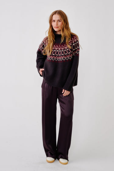 SCOTTIE SLOUCHY FAIRISLE MOCK NECK | CINNABAR MULTI