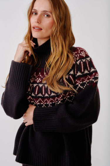 SCOTTIE SLOUCHY FAIRISLE MOCK NECK | CINNABAR MULTI