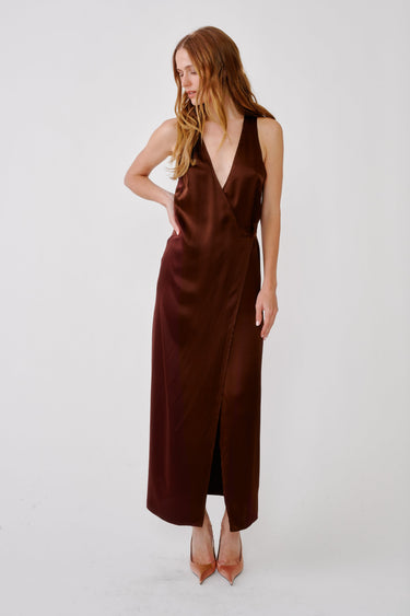 MARA WRAPPED COLUMN DRESS | CINNABAR
