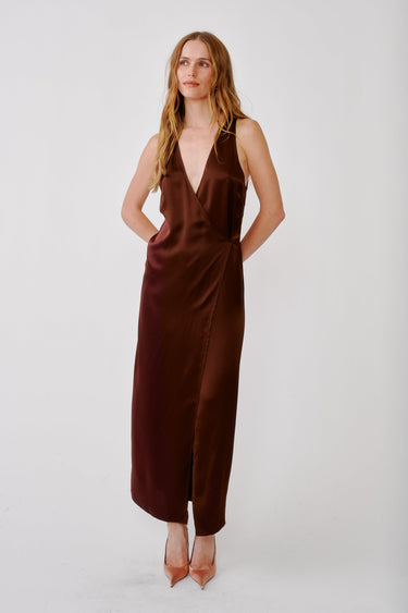 MARA WRAPPED COLUMN DRESS | CINNABAR
